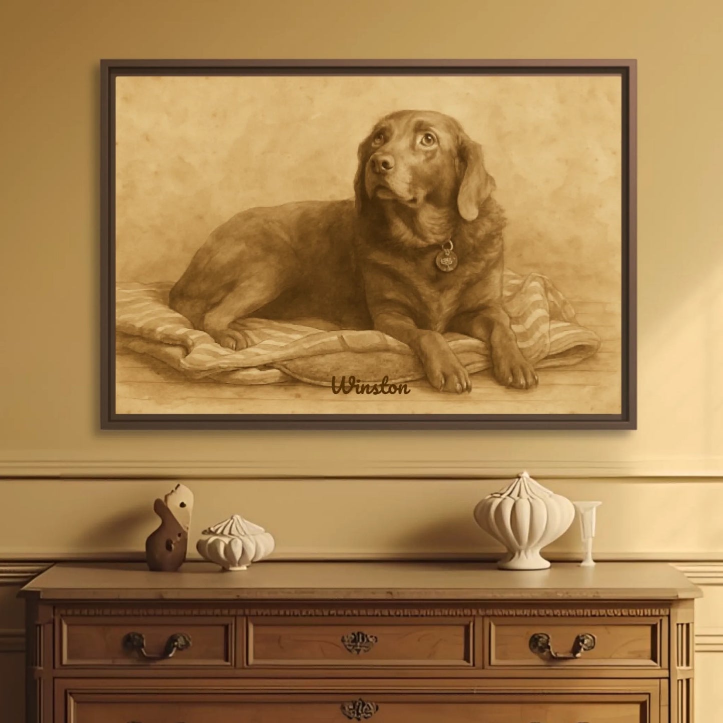 Sepia painting pet horizontal