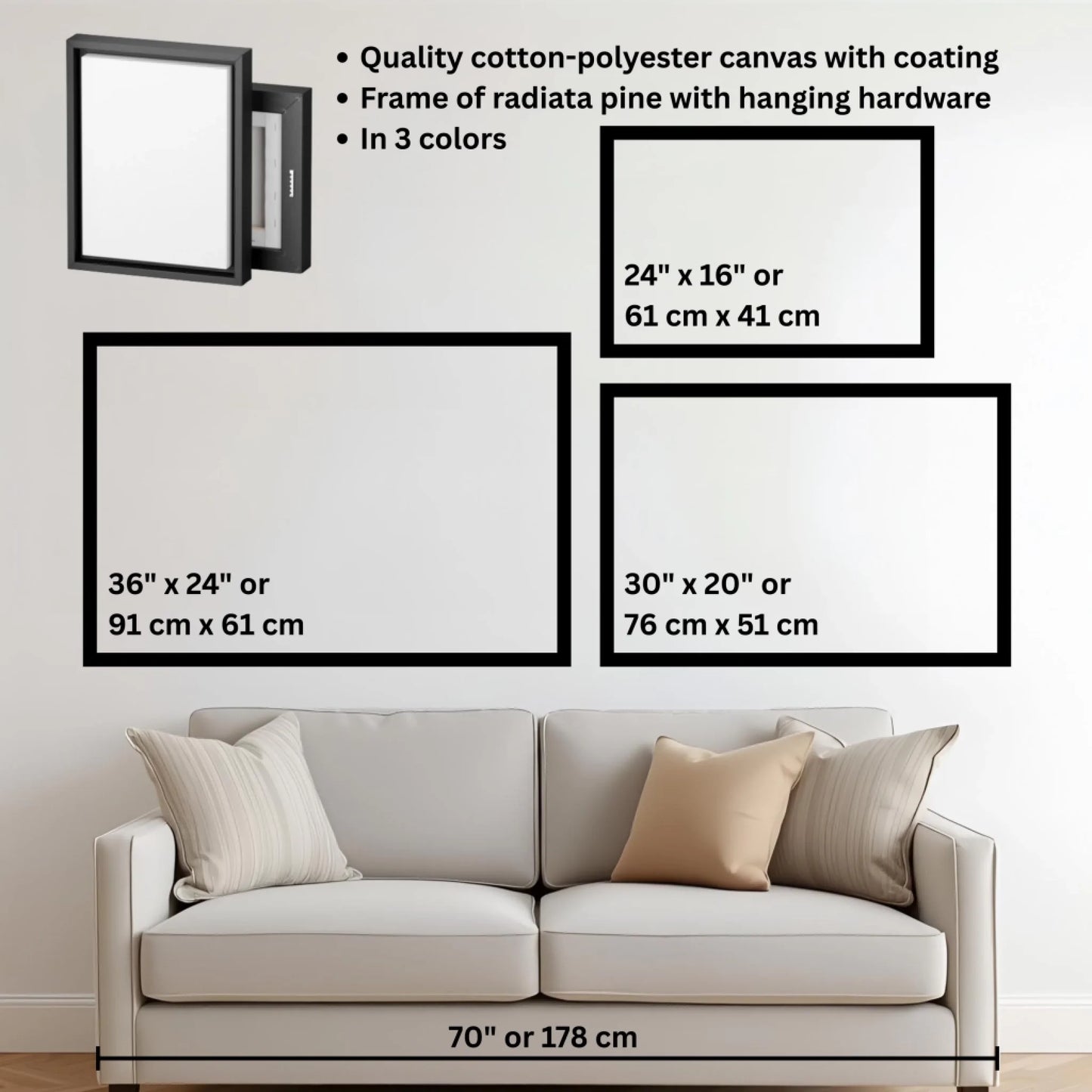 Mockup size chart frame horizontal 3 to 2