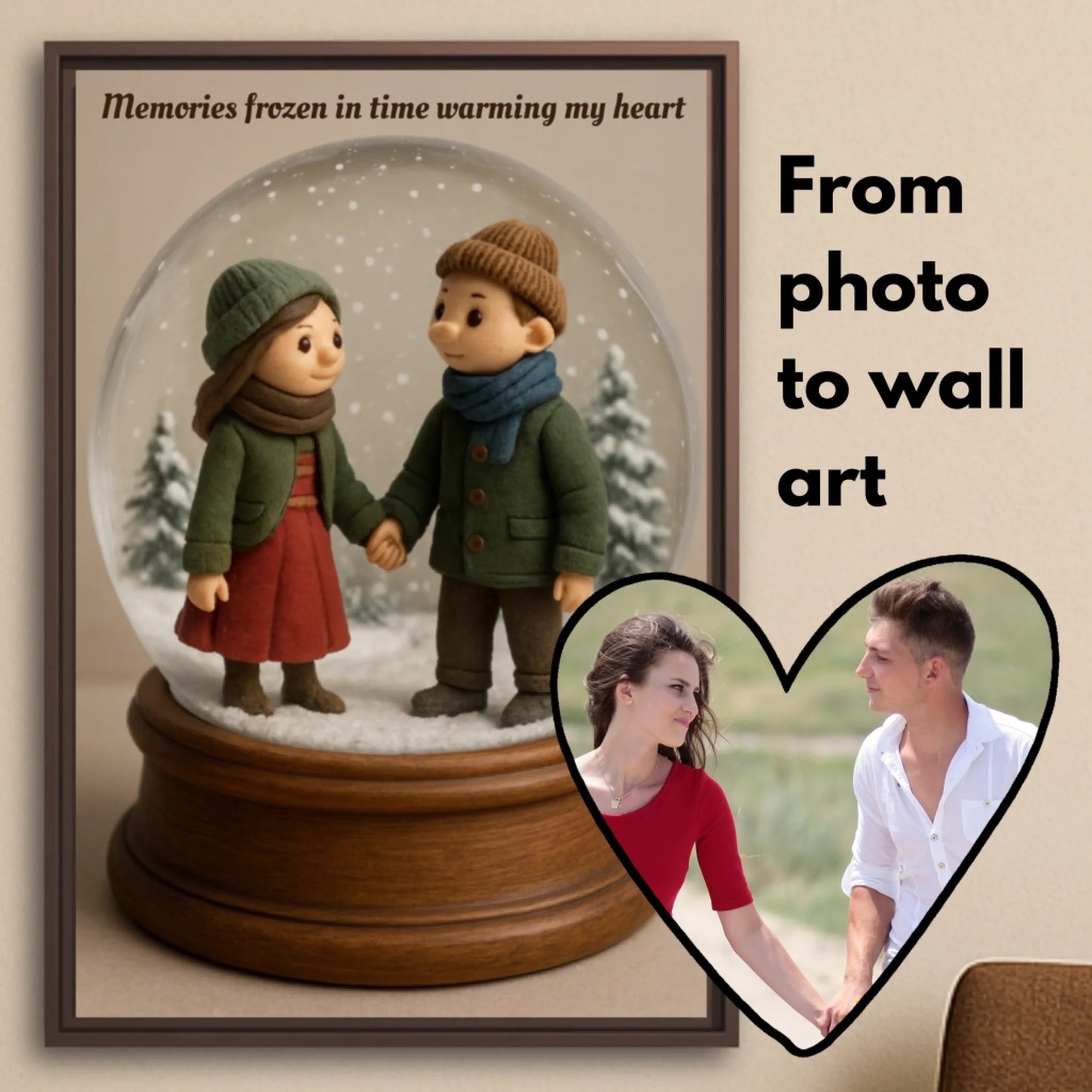 Snow globe couple hover