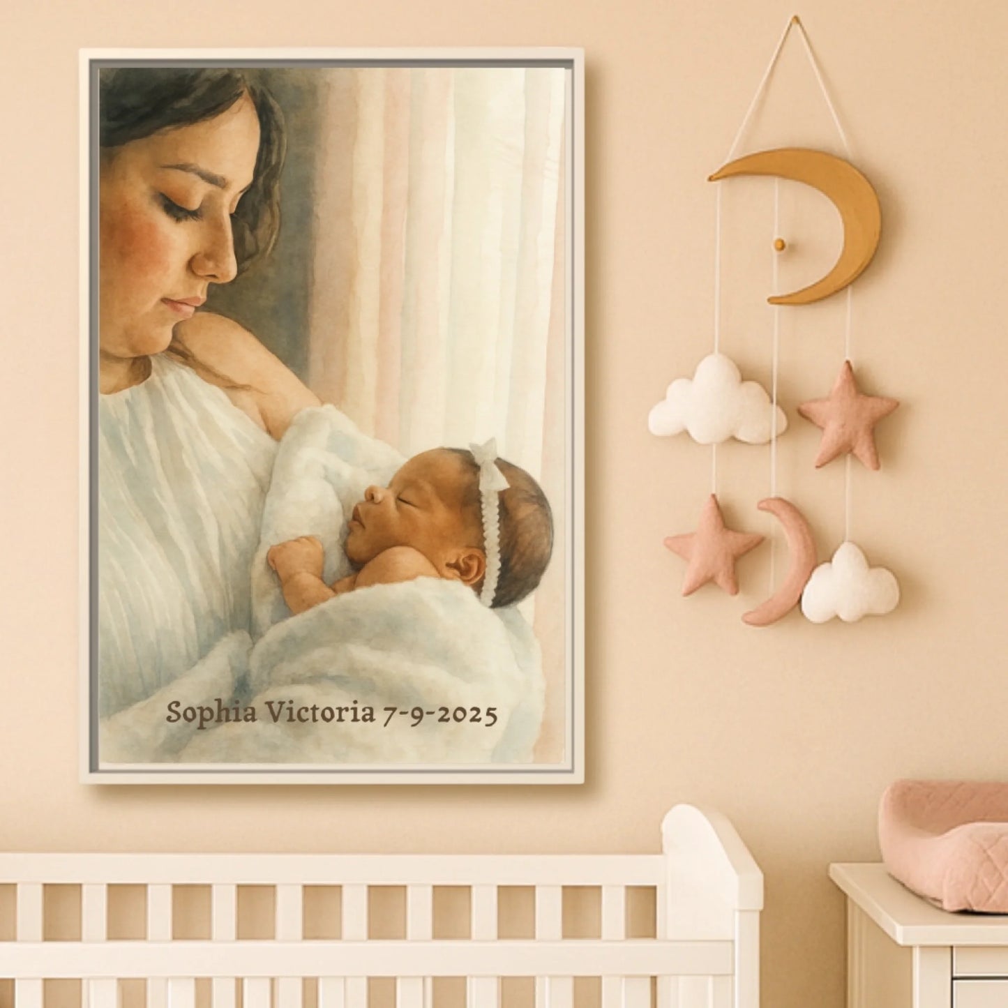 Water color baby portrait vertical mockup