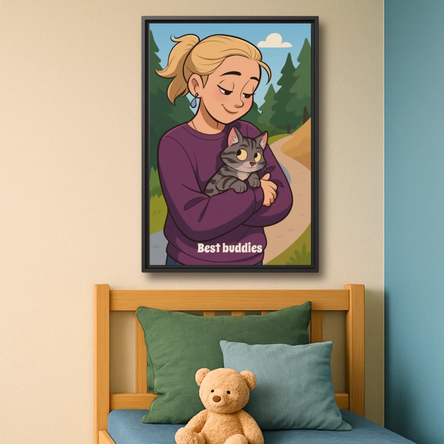 Cartoon person with pet