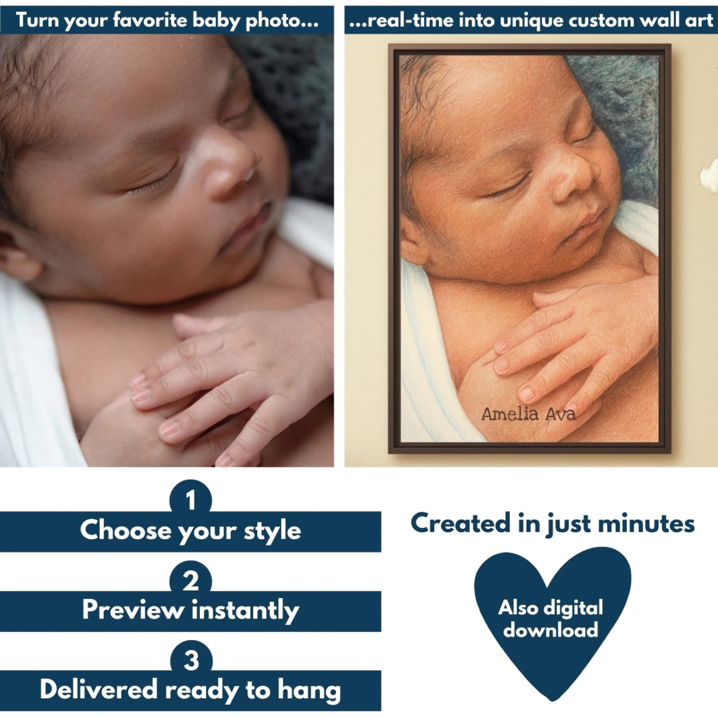 Color pencil baby portrait verticalmockup