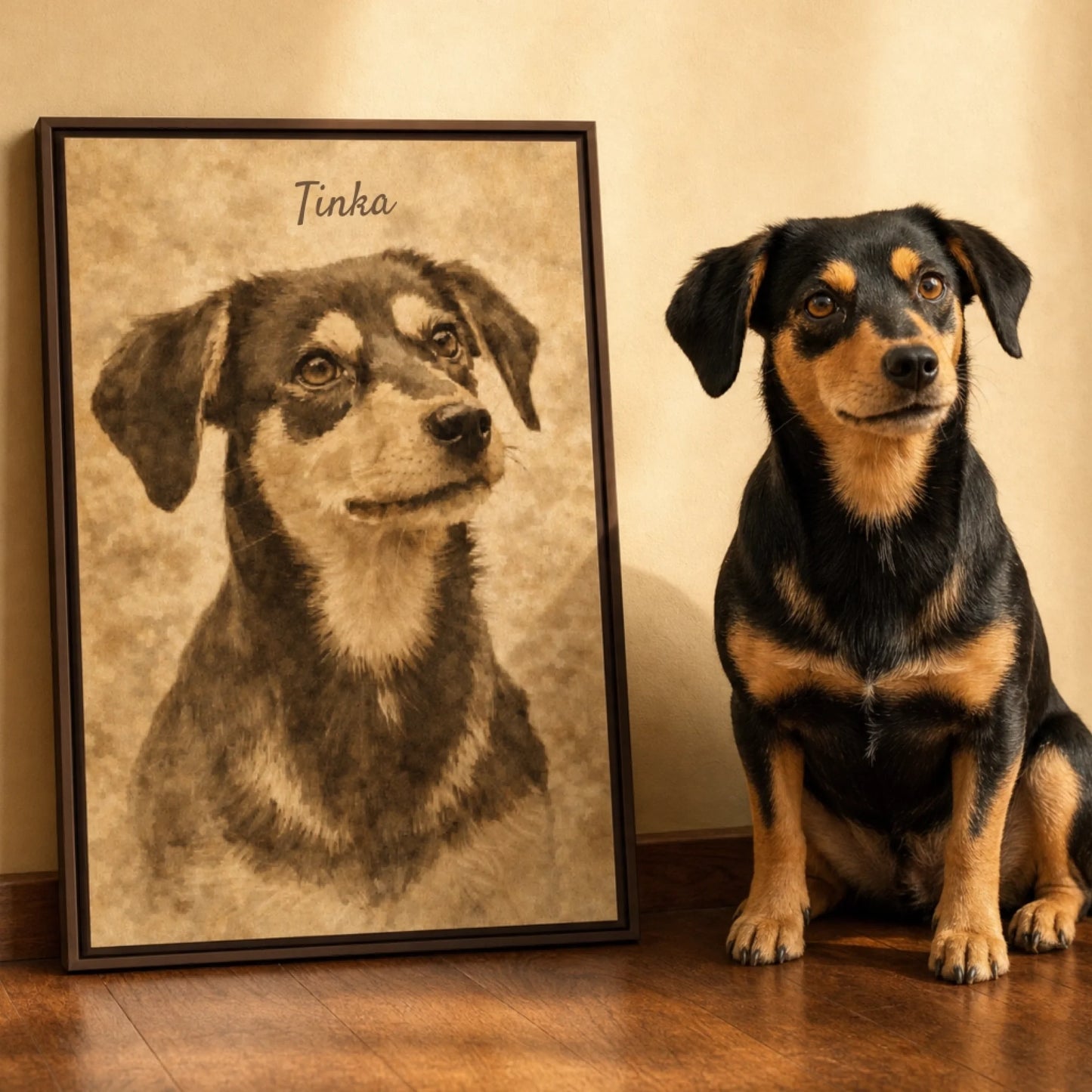 Sepia Painting of Pet AI