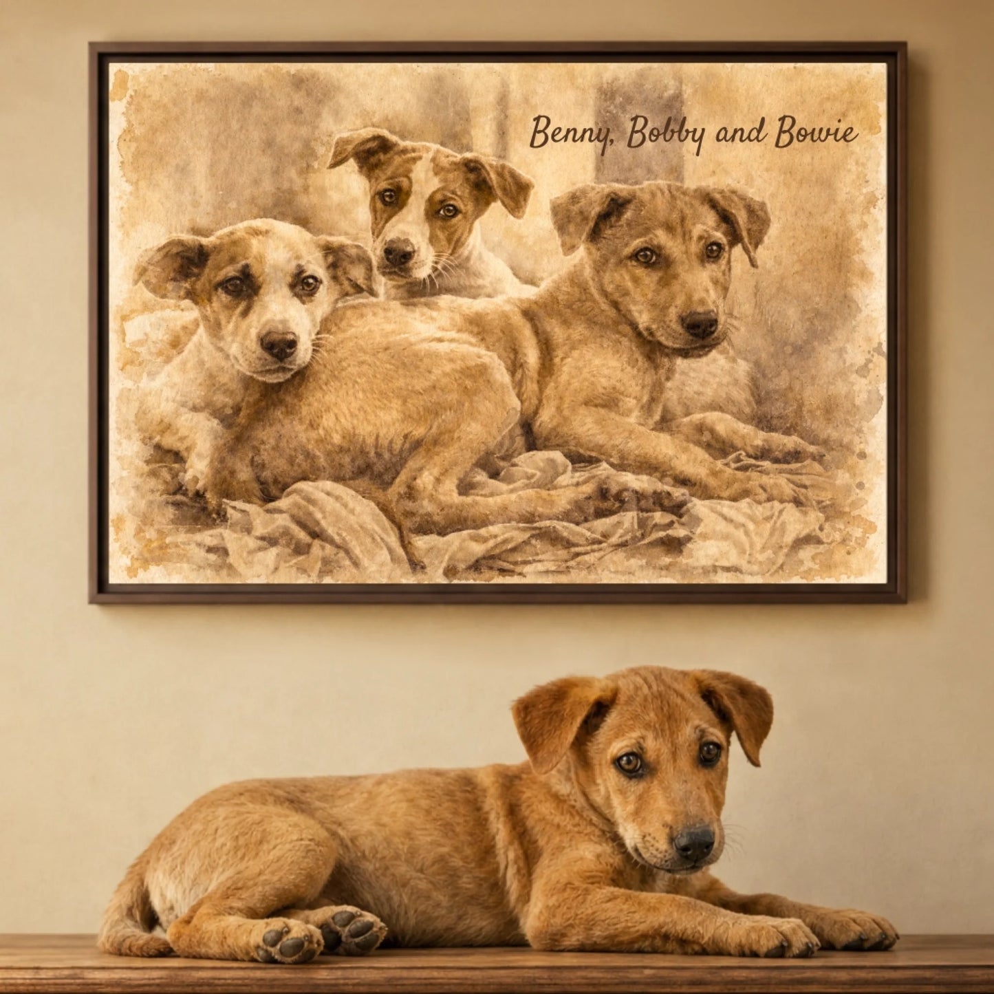 Sepia Painting of Pet Horizontal AI