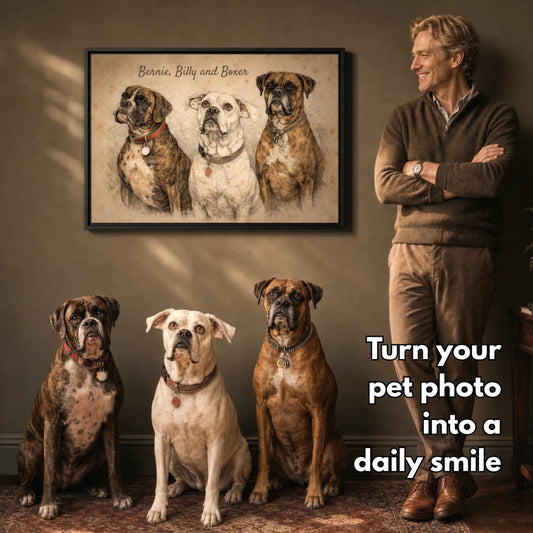 Vintage Pet Illustration Horizontal AI