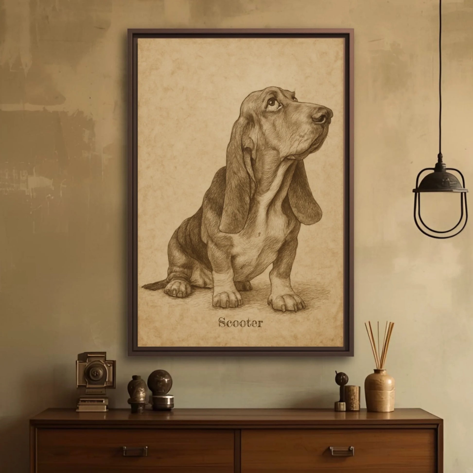 Sepia sketch pet vertical