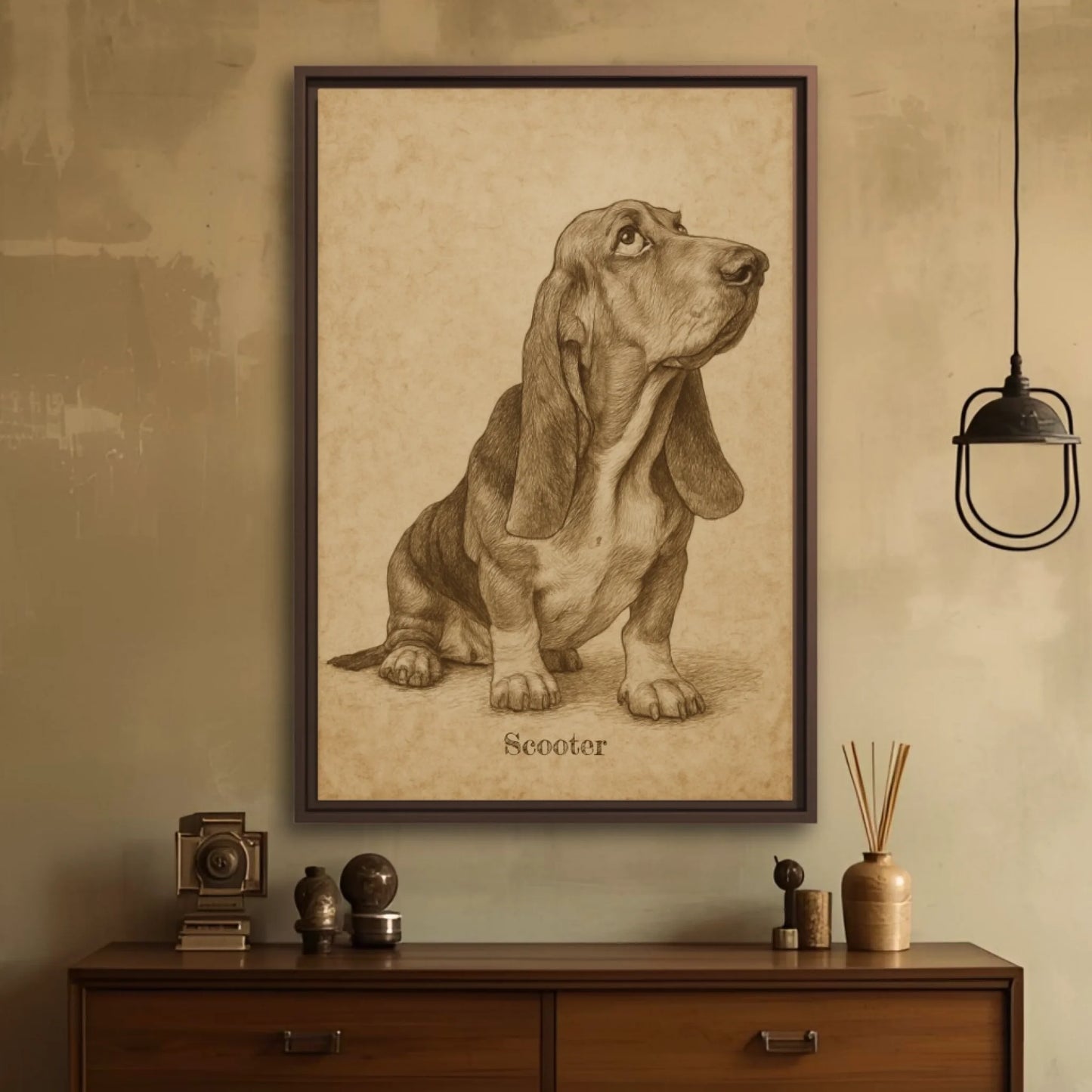 Sepia sketch pet vertical