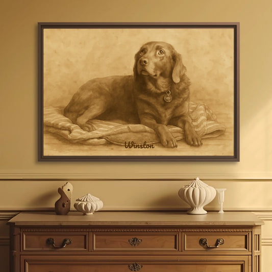 Sepia painting pet horizontal