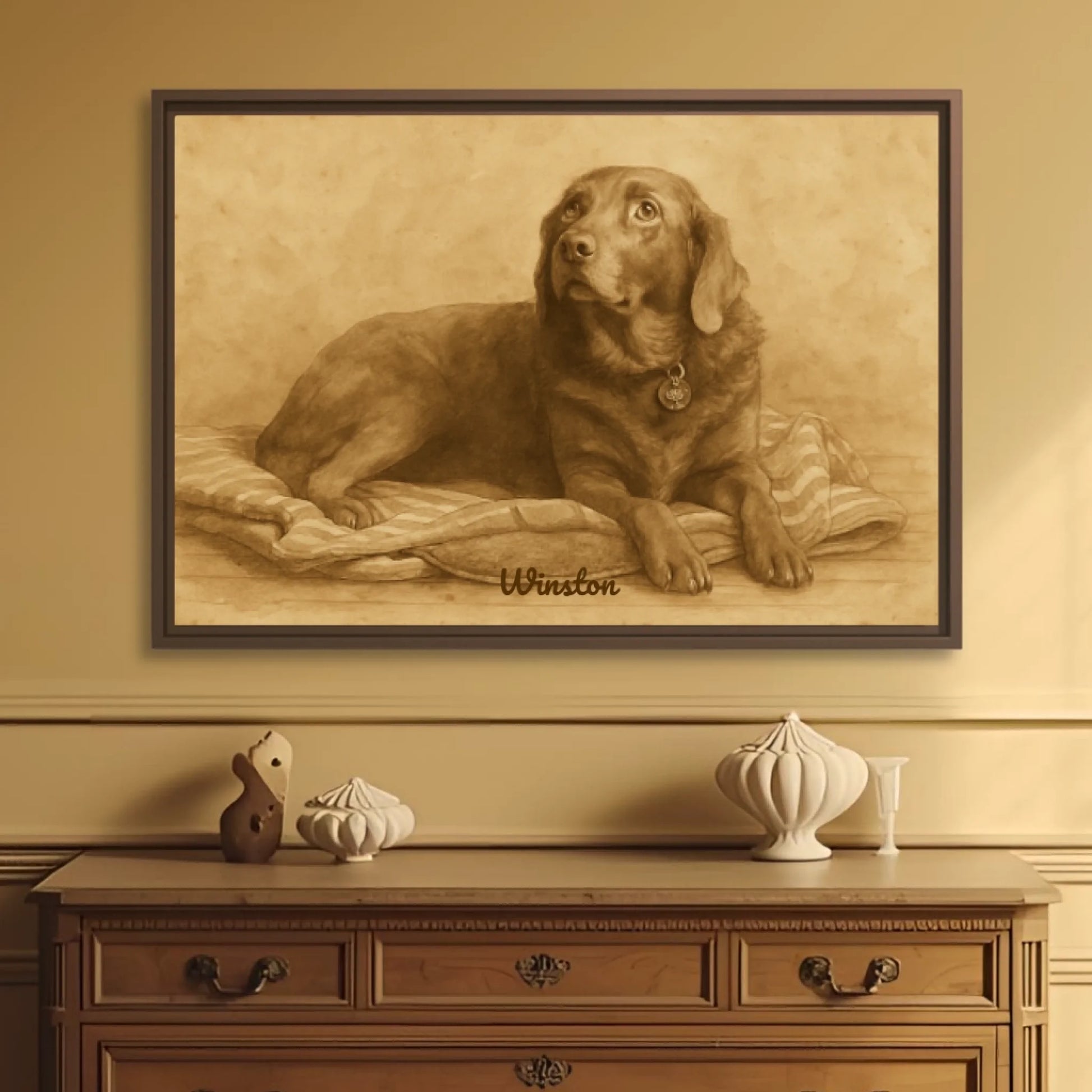 Sepia painting pet horizontal