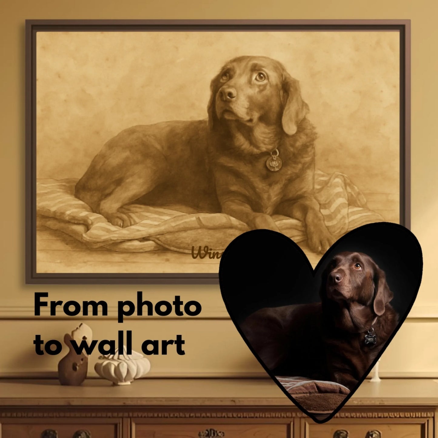 Sepia painting pet horizontal hover