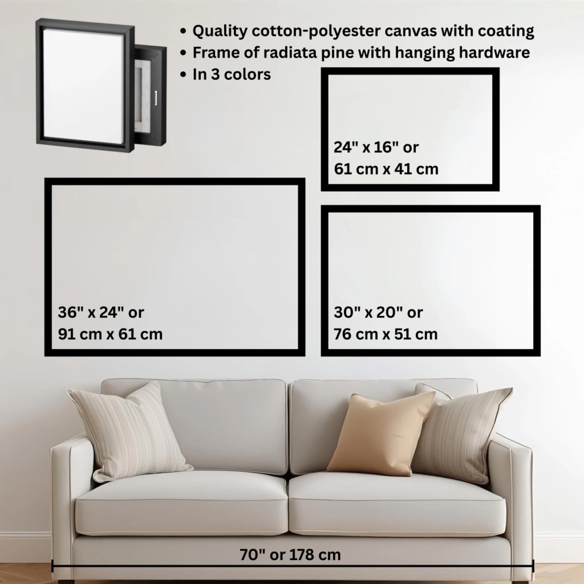 Mockup size chart frame horizontal 3 to 2