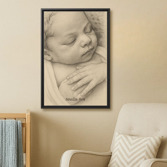 Baby portrait sketch vertical