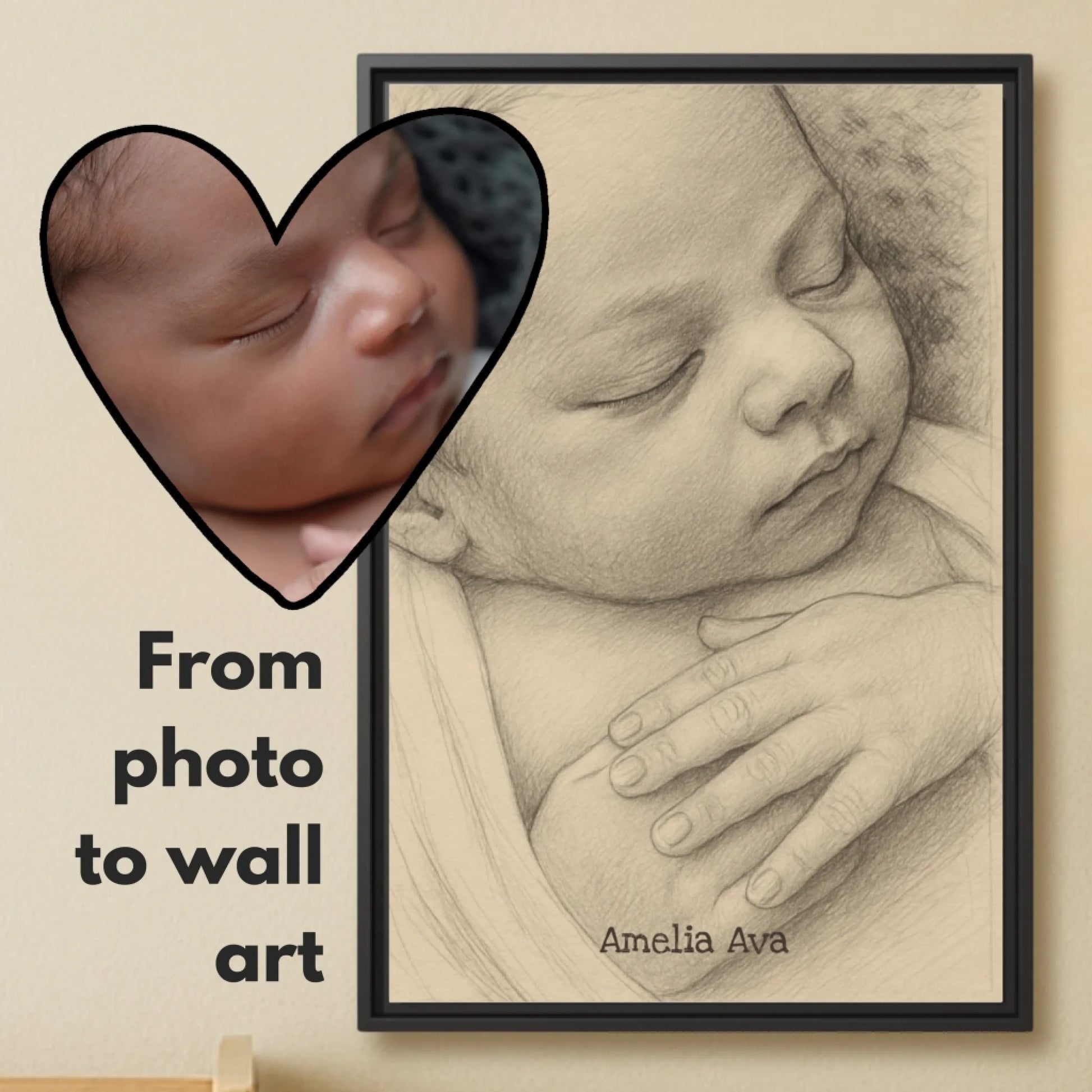 Baby portrait sketch vertical hover