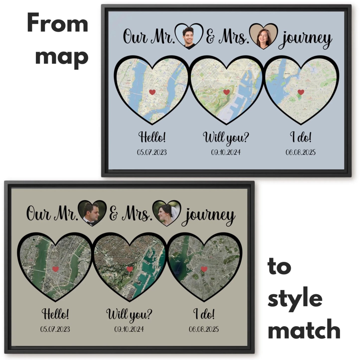 3 heart maps color hover