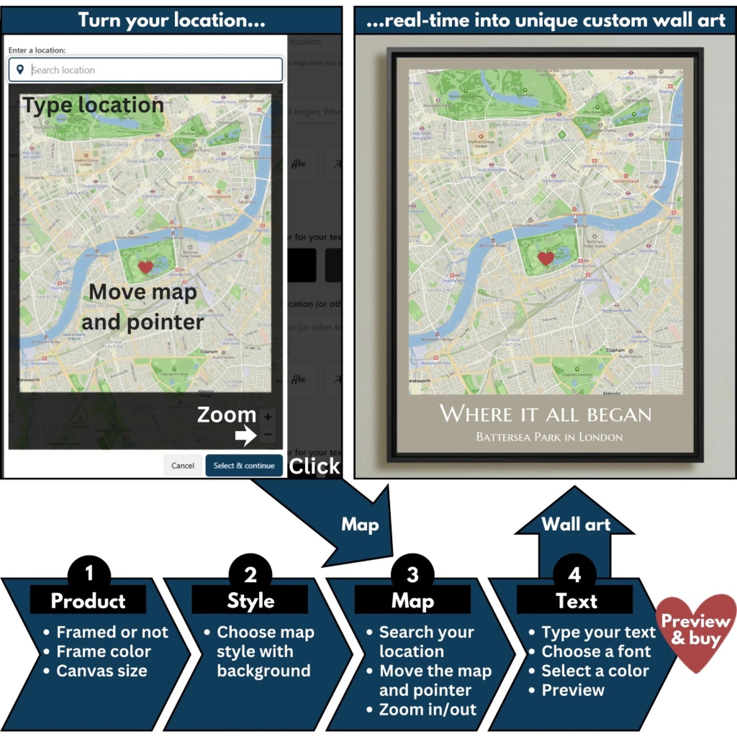 Rectangular map flowchart mockup