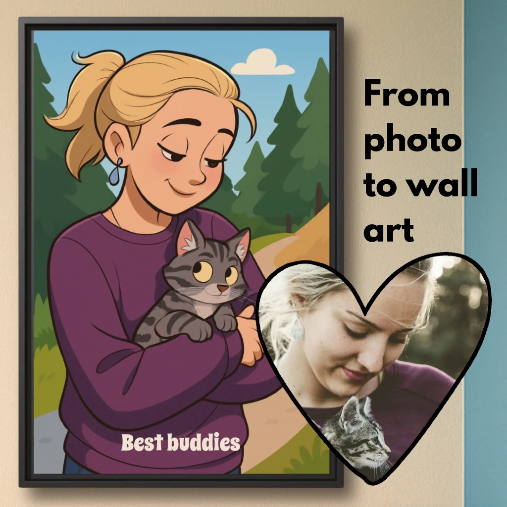 Cartoon person with pet hover