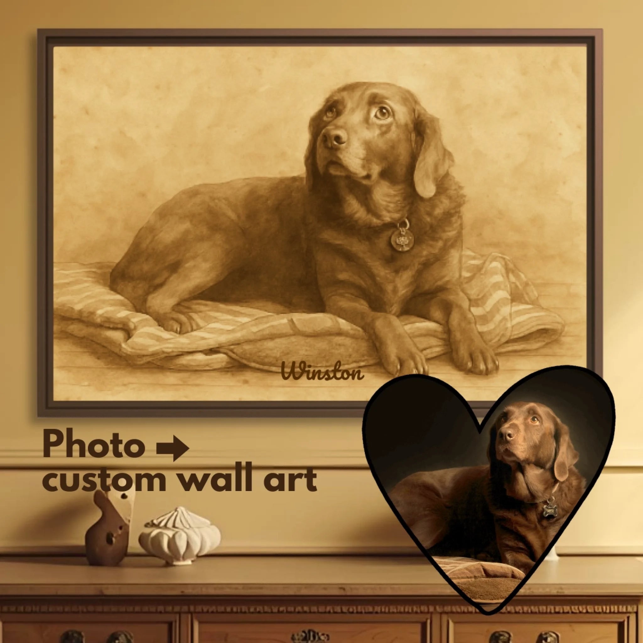 Sepia painting pet horizontal text