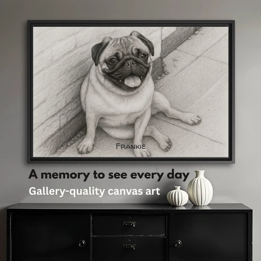 Black and white sketch pet horizontal