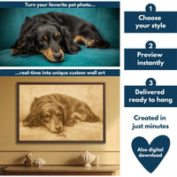 Sepia painting pet horizontal flowchart mockup