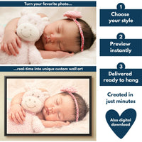 Color pencil baby portrait horizontal flowchart mockup