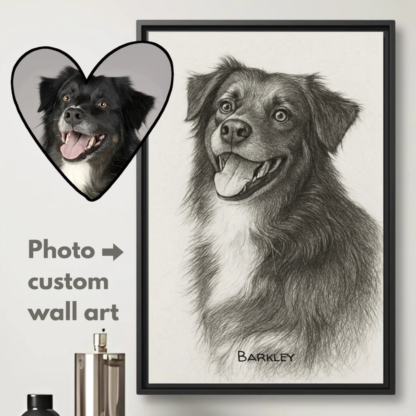 Black and white sketch pet vertical