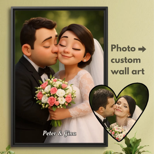 3D cartoon bride and groom hover 1