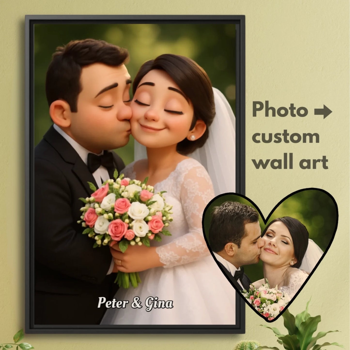 3D cartoon bride and groom hover 1