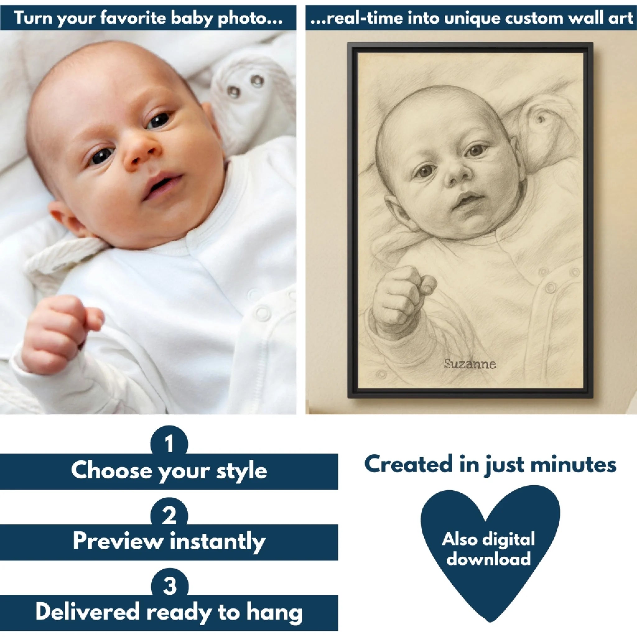 Baby sketch vertical flowchart mockup