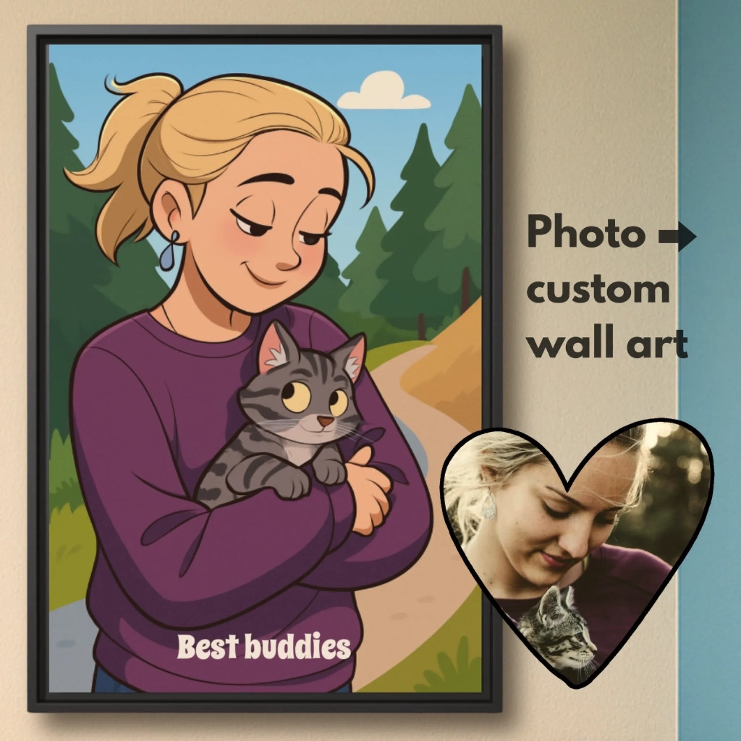 Cartoon person with pet mockup