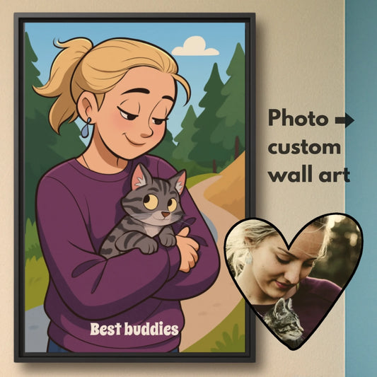 Cartoon person with pet mockup