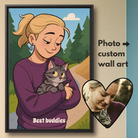 Cartoon person with pet mockup