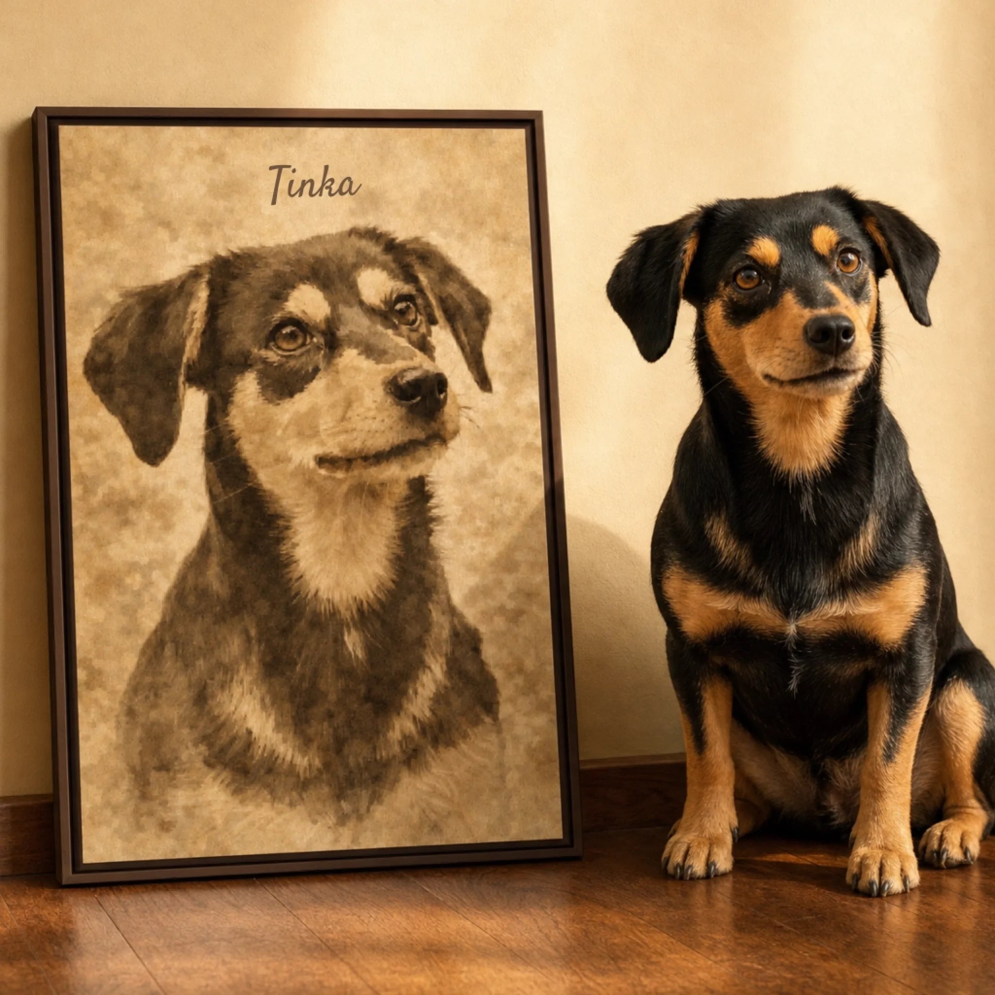 Sepia Painting of Pet AI