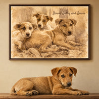 Sepia Painting of Pet Horizontal AI
