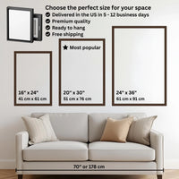 Mockup size chart with couch vertical frame