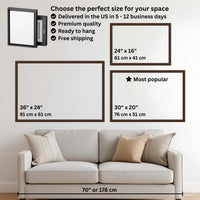 Mockup size chart with couch horizontal frame