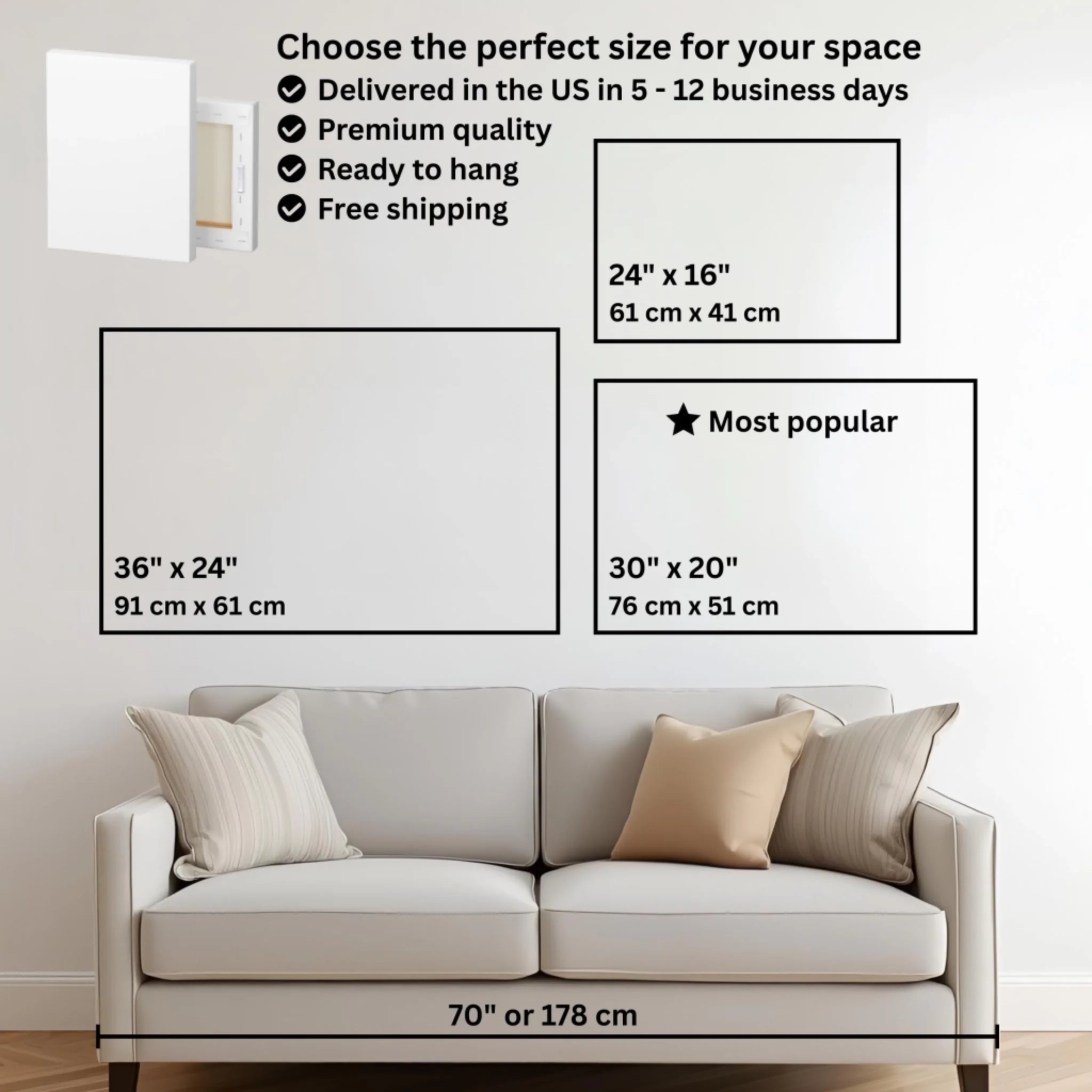 Mockup size chart with couch horizontal