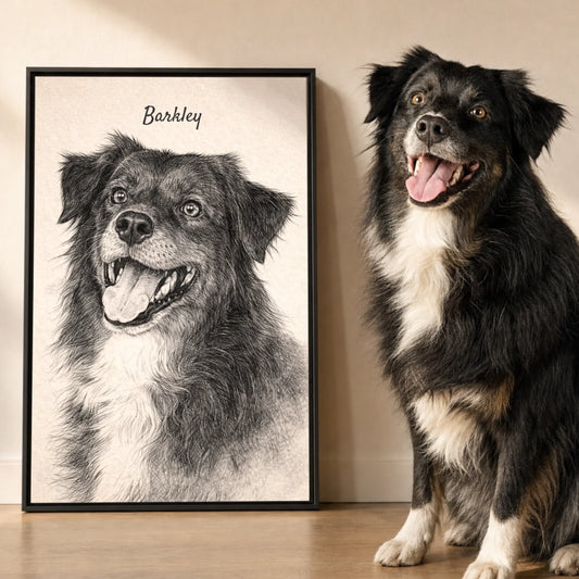Black-and-white Sketch Pet Vertical AI