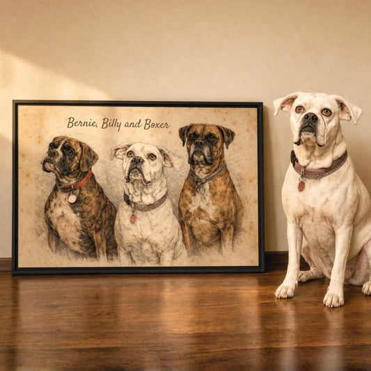 Vintage Pet Illustration Horizontal AI